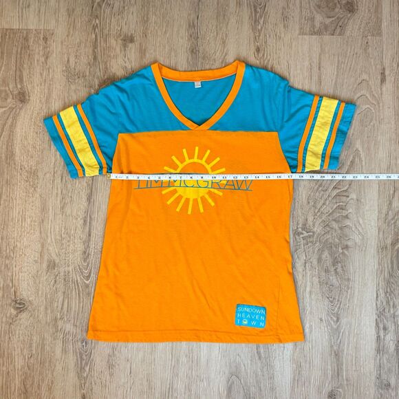 Tim McGraw Sundown Heaven Town Shirt Orange Blue Yellow Large Tour Tee - Picture 4 of 5